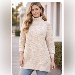 Le Chateau Elegant Cream Turtleneck Sweater